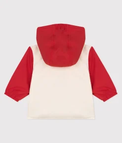 Petit Bateau Jacken, Anoraks*Baby-Windjacke mit Colorblock und Ringelstreifen-Futter ROT AURORA/ MULTICO