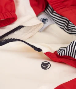 Petit Bateau Jacken, Anoraks*Baby-Windjacke mit Colorblock und Ringelstreifen-Futter ROT AURORA/ MULTICO