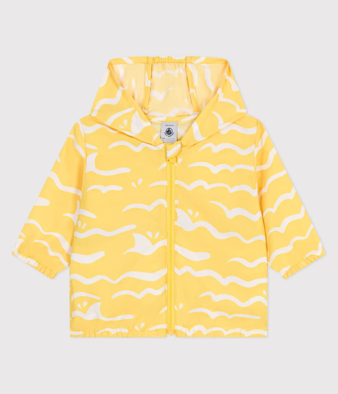 Petit Bateau Jacken, Anoraks*Baby-Windjacke mit UV-Schutz aus Polyester mit Haimotiven gelb ORGE/weiss MARSHMALLOW