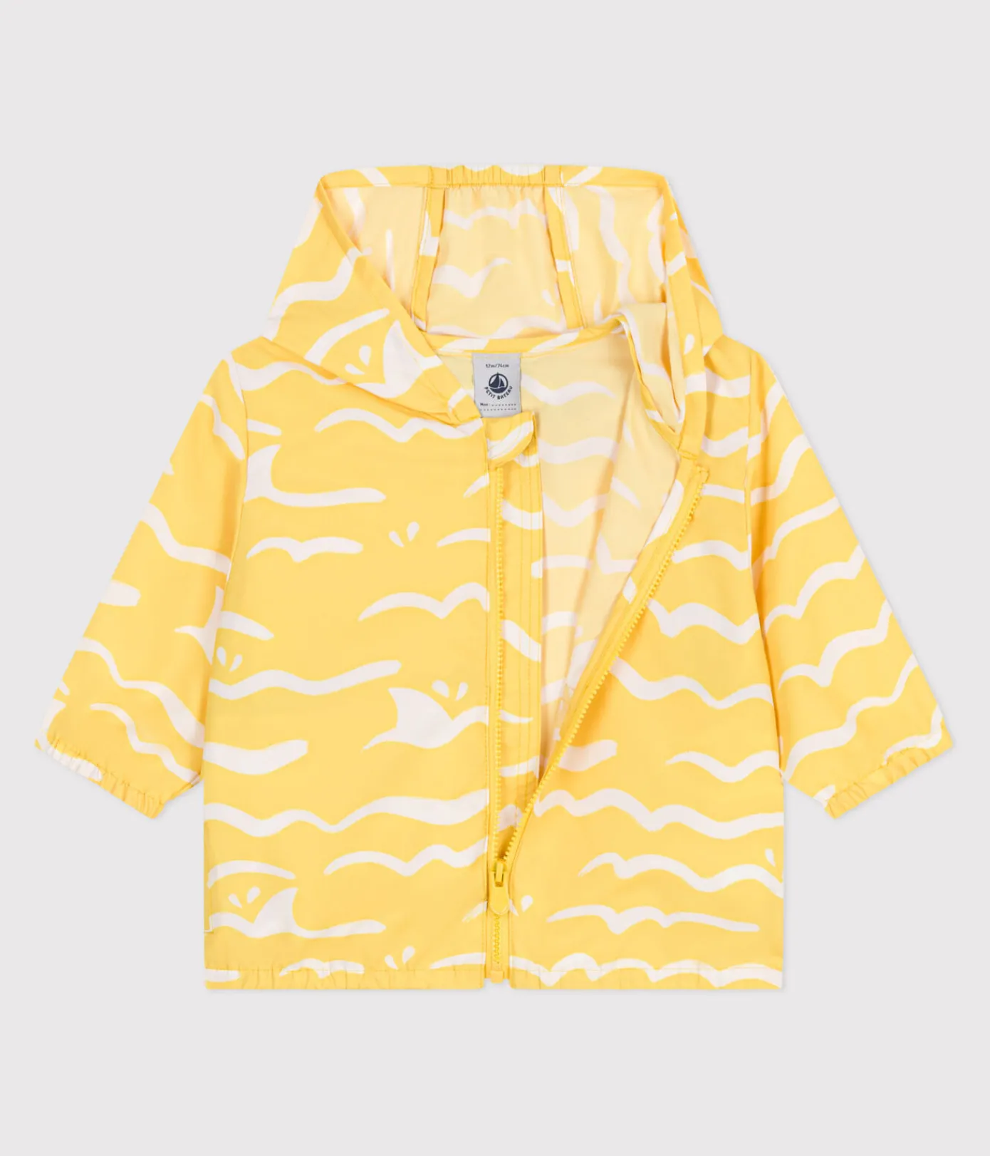 Petit Bateau Jacken, Anoraks*Baby-Windjacke mit UV-Schutz aus Polyester mit Haimotiven gelb ORGE/weiss MARSHMALLOW