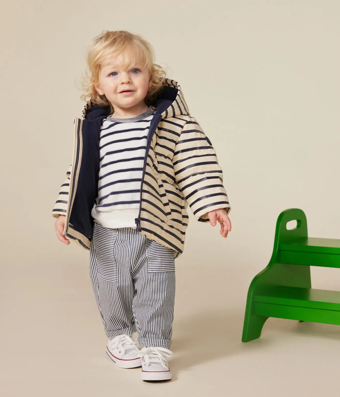 Petit Bateau Jacken, Anoraks*Baby-Winterjacke aus PU weiss AVALANCHE/blau SMOKING