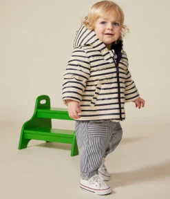 Petit Bateau Jacken, Anoraks*Baby-Winterjacke aus PU weiss AVALANCHE/blau SMOKING