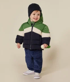 Petit Bateau Jacken, Anoraks*Baby-Winterjacke mit Kapuze im Colorblock PALMERAIE/ MULTICO