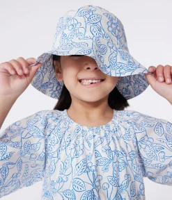 Petit Bateau Accessoires, Mützen, Caps*Bedruckte Popeline-Mütze für Mädchen blau MARSHMALLOW/ PORCELANA
