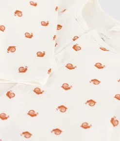 Petit Bateau Schlafanzüge, Strampler|Newborn*Bedruckter Baby-Bodyjama aus Baumwolle, ohne Füße weiss MARSHMALLOW/ ECUREUIL
