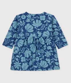 Petit Bateau Kleider*Bedrucktes langärmeliges Babykleid aus gestepptem Doppeljersey CREPUSCULE/ ROVER