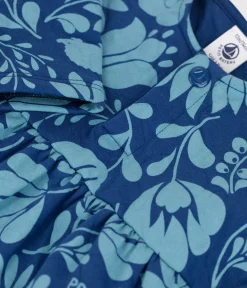 Petit Bateau Kleider*Bedrucktes langärmeliges Babykleid aus gestepptem Doppeljersey CREPUSCULE/ ROVER