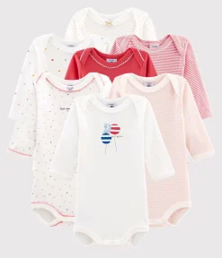 Petit Bateau Bodys*Überraschungsset 7 langärmelige Baby-Bodys für Mädchen variante 1