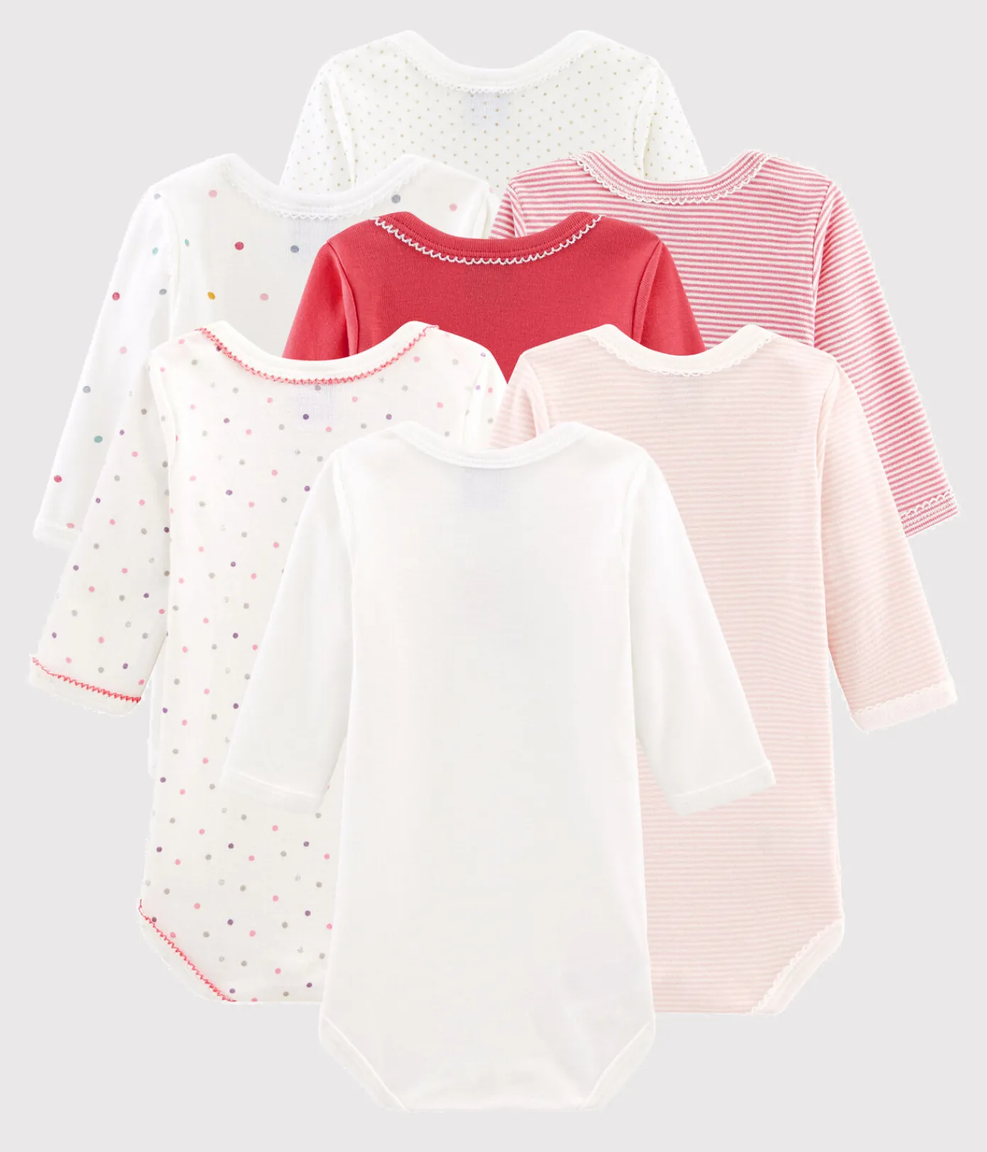 Petit Bateau Bodys*Überraschungsset 7 langärmelige Baby-Bodys für Mädchen variante 1