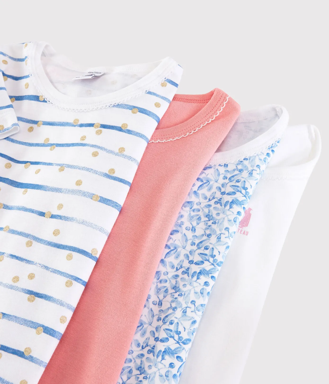 Petit Bateau Unterhemden, Tanktops|T-Shirts, Tops, Oberteile*Überraschungsset mit 4 kurzärmeligen T-Shirts für Mädchen variante 1