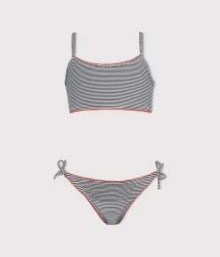 Petit Bateau Bademode, Uv-Kleidung*Bikini für Mädchen blau ABYSSE/weiss LAIT