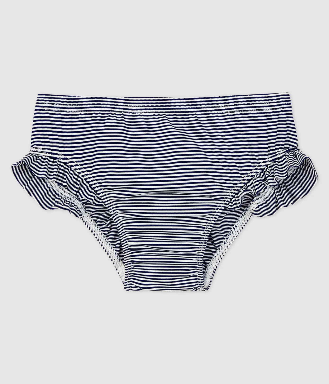 Petit Bateau Bademode, Uv-Kleidung*Bikinihose mit Ringelstreifenfür Baby blau MEDIEVAL/weiss MARSHMALLOW