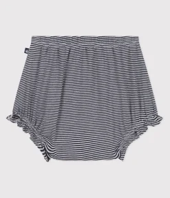 Petit Bateau Shorts, Hosen, Leggings*Bloomer aus Baumwolle mit Ringelstreifen blau SMOKING/weiss MARSHMALLOW