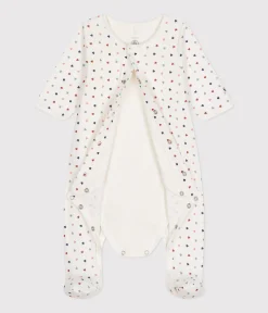 Petit Bateau Schlafanzüge, Strampler|Newborn*Bodyjama für Babys, aus Doppeljersey mit kleinem Herzmuster weiss MARSHMALLOW/weiss MULTICO