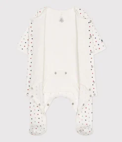 Petit Bateau Schlafanzüge, Strampler|Newborn*Bodyjama für Babys, aus Doppeljersey mit kleinem Herzmuster weiss MARSHMALLOW/weiss MULTICO