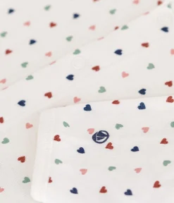 Petit Bateau Schlafanzüge, Strampler|Newborn*Bodyjama für Babys, aus Doppeljersey mit kleinem Herzmuster weiss MARSHMALLOW/weiss MULTICO