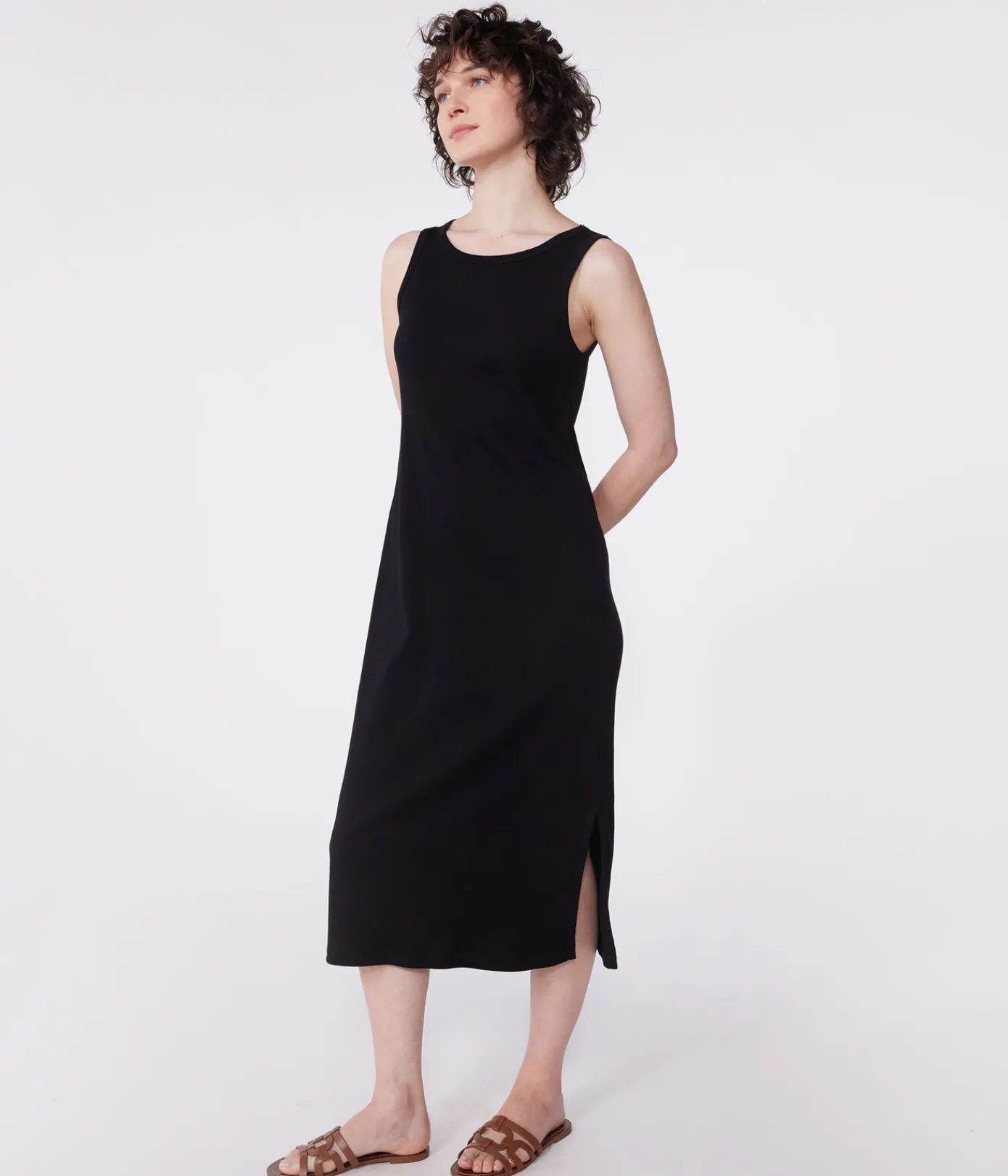 Petit Bateau Kleider, Hosen*Damen Tanktop-Kleid in Midilänge aus Baumwolle schwarz BLACK