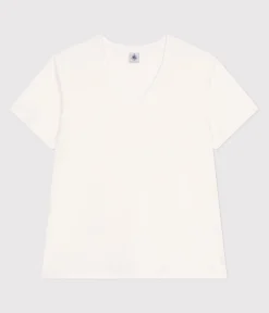 Petit Bateau Alle T-Shirts|Das Gerade (Regular)*Damen T-Shirt Le Droit aus einfarbiger Baumwolle weiss MARSHMALLOW