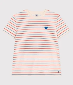 Petit Bateau Alle T-Shirts|Das Gerade (Regular)*Damen T-Shirt Le Droit aus Baumwolle mit Streifen weiss AVALANCHE/ MULTICO