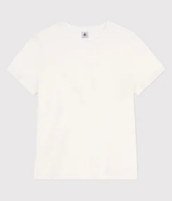 Petit Bateau Alle T-Shirts|Das Gerade (Regular)*Damen T-Shirt Le Droit aus einfarbiger Baumwolle weiss MARSHMALLOW