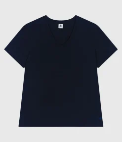 Petit Bateau Alle T-Shirts|Das Gerade (Regular)*Damen T-Shirt Le Droit aus einfarbiger Baumwolle blau SMOKING