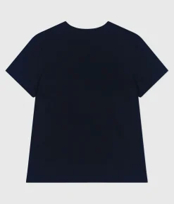 Petit Bateau Alle T-Shirts|Das Gerade (Regular)*Damen T-Shirt Le Droit aus einfarbiger Baumwolle blau SMOKING