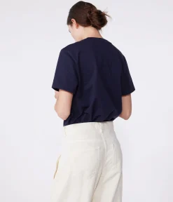 Petit Bateau Alle T-Shirts|Das Gerade (Regular)*Damen T-Shirt Le Droit aus einfarbiger Baumwolle blau SMOKING