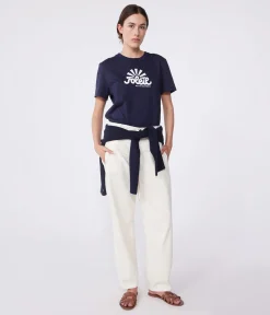 Petit Bateau Alle T-Shirts|Das Gerade (Regular)*Damen T-Shirt Le Droit aus einfarbiger Baumwolle blau SMOKING