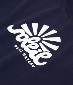 Petit Bateau Alle T-Shirts|Das Gerade (Regular)*Damen T-Shirt Le Droit aus einfarbiger Baumwolle blau SMOKING
