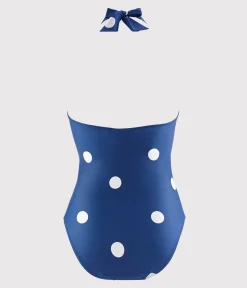 Petit Bateau Bademode*Damen-Badeanzug aus recyceltem Material blau SURF/weiss MARSHMALLOW