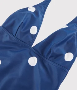 Petit Bateau Bademode*Damen-Badeanzug aus recyceltem Material blau SURF/weiss MARSHMALLOW