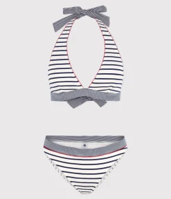 Petit Bateau Bademode*Damen-Bikini mit Streifen weiss MARSHMALLOW/blau MEDIEVAL