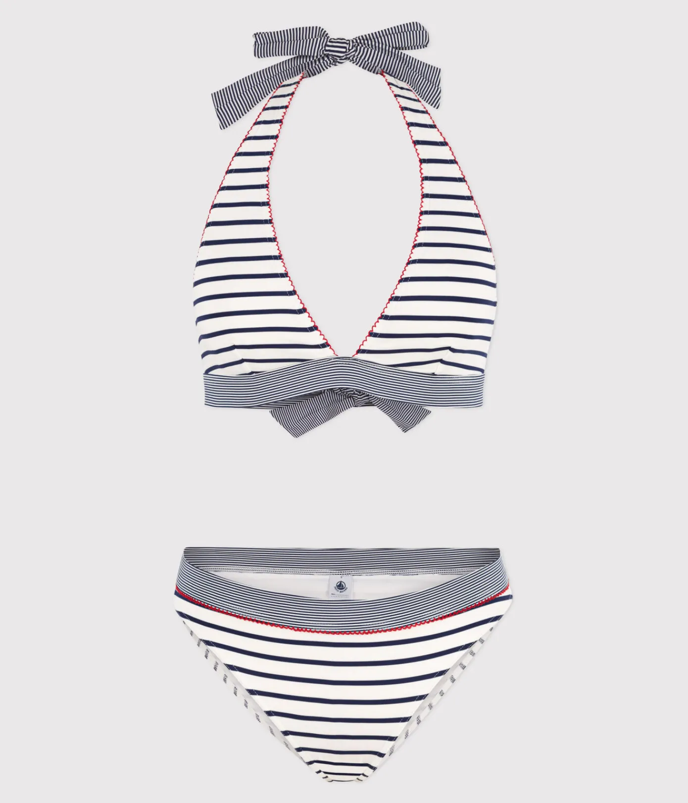 Petit Bateau Bademode*Damen-Bikini mit Streifen weiss MARSHMALLOW/blau MEDIEVAL
