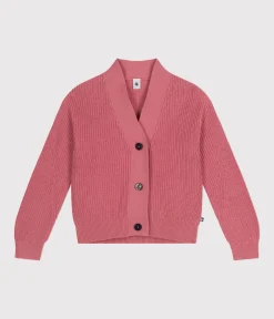 Petit Bateau Homewear|Streifenshirts, Pullover, Cardigans*Damen-Cardigan aus Baumwolle rosa ROSEWOOD
