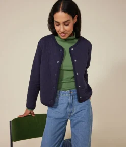 Petit Bateau Homewear|Streifenshirts, Pullover, Cardigans*Damen-Cardigan aus Doppeljersey blau SMOKING