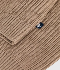 Petit Bateau Homewear|Streifenshirts, Pullover, Cardigans*Damen-Cardigan aus einfarbiger Wolle und Baumwolle braun ROCHE