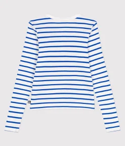 Petit Bateau Homewear|Streifenshirts, Pullover, Cardigans*Damen-Cardigan aus einfarbiger Baumwolle weiss MARSHMALLOW/blau PERSE