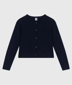 Petit Bateau Homewear|Streifenshirts, Pullover, Cardigans*Damen-Cardigan aus einfarbiger Baumwolle blau SMOKING