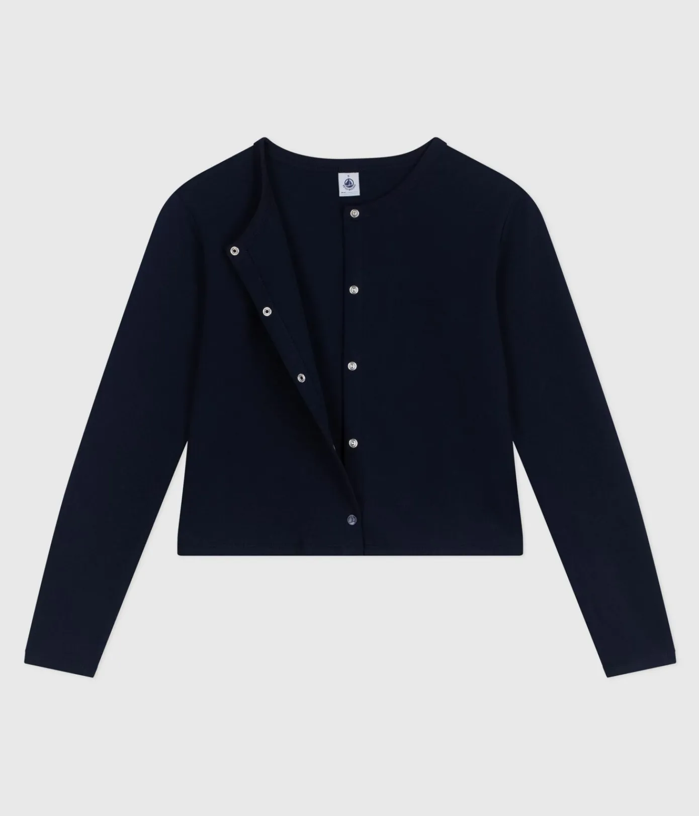 Petit Bateau Homewear|Streifenshirts, Pullover, Cardigans*Damen-Cardigan aus einfarbiger Baumwolle blau SMOKING