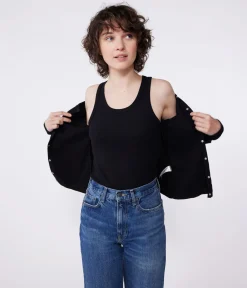 Petit Bateau Homewear|Streifenshirts, Pullover, Cardigans*Damen-Cardigan aus einfarbiger Baumwolle schwarz BLACK