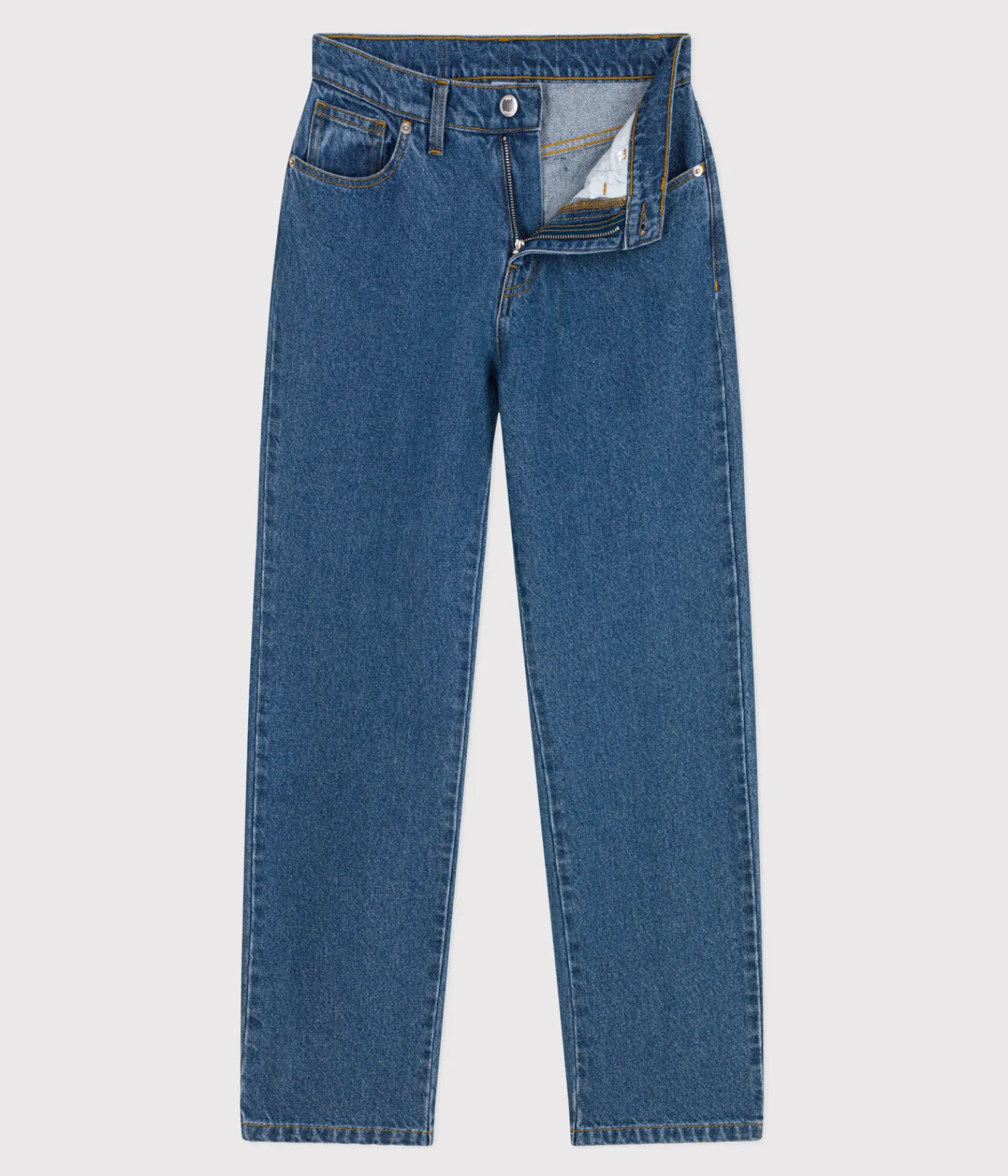 Petit Bateau Kleider, Hosen*Damen-Hose mit geradem Schnitt aus Denim blau DENIM MOYEN