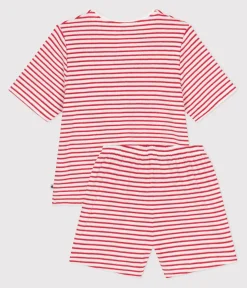 Petit Bateau Schlafanzüge, Nachthemden*Damen-Kurzpyjama aus Baumwolle mit Streifen ROT MARSHMALLOW/ SPI