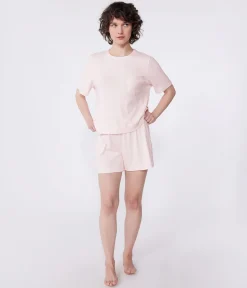 Petit Bateau Schlafanzüge, Nachthemden*Damen-Kurzpyjama aus Baumwolle rosa FLEUR