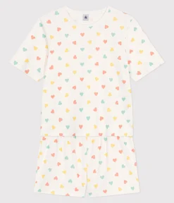 Petit Bateau Schlafanzüge, Nachthemden*Damen-Kurzpyjama aus Baumwolle mit Herzmotiv weiss MARSHMALLOW/weiss MULTICO