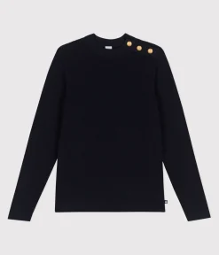 Petit Bateau Homewear|Streifenshirts, Pullover, Cardigans*Damen-Marinepullover aus einfarbiger Baumwolle blau SMOKING