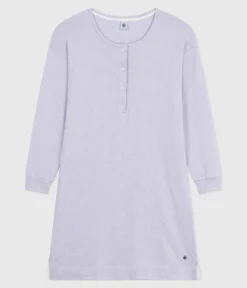 Petit Bateau Schlafanzüge, Nachthemden*Damen-Nachthemd aus Baumwolle mit Streifen weiss SQUAW/ MARSHMALLOW