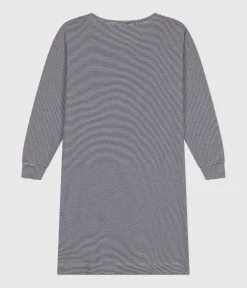 Petit Bateau Schlafanzüge, Nachthemden*Damen-Nachthemd aus gestreifter Baumwolle blau SMOKING/weiss MARSHMALLOW