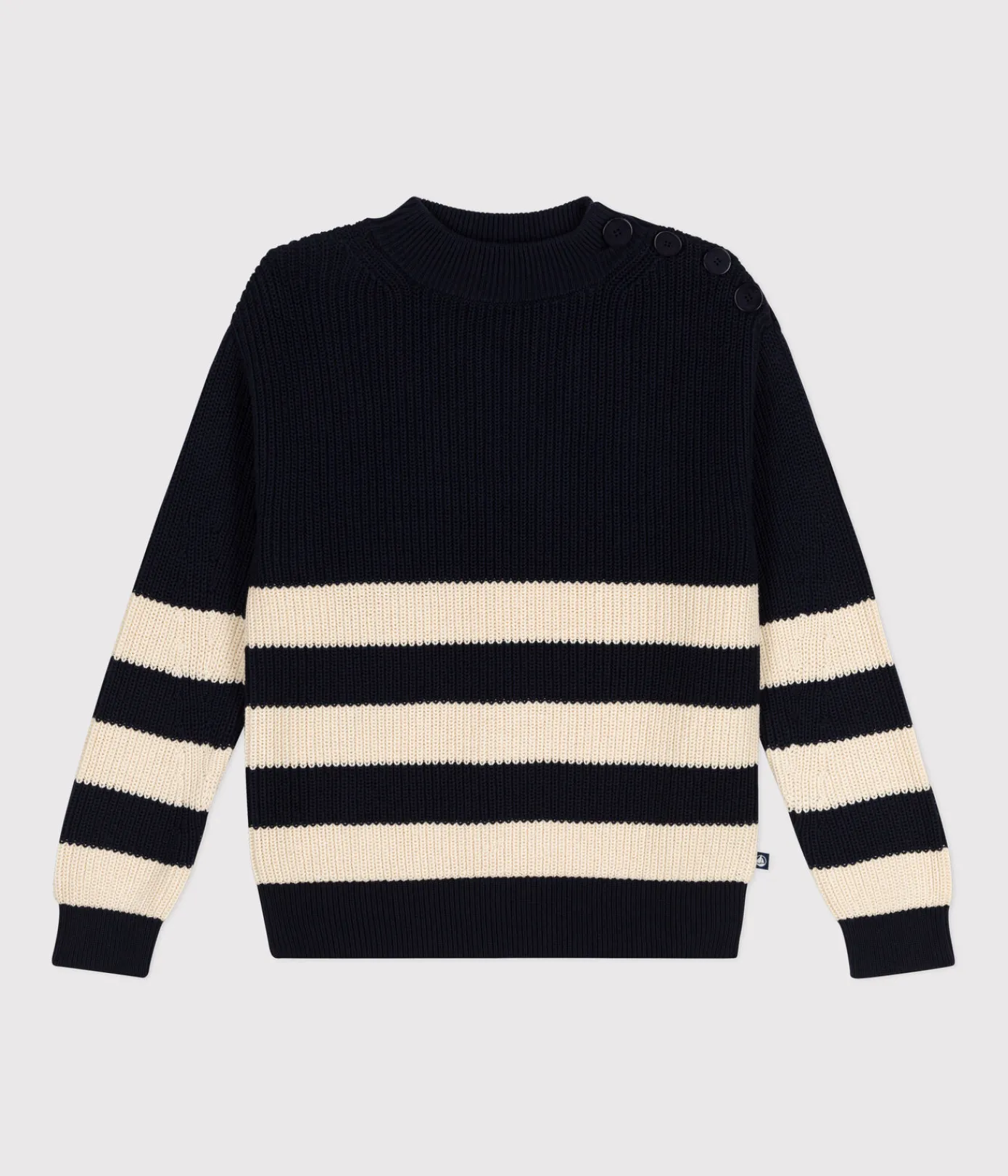 Petit Bateau Homewear|Streifenshirts, Pullover, Cardigans*Damen-Pullover aus Baumwolle blau SMOKING/ AVALANCHE
