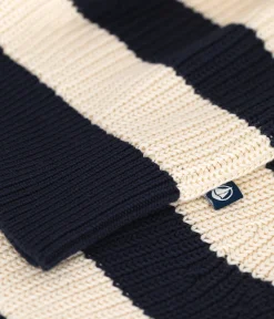 Petit Bateau Homewear|Streifenshirts, Pullover, Cardigans*Damen-Pullover aus Baumwolle blau SMOKING/ AVALANCHE