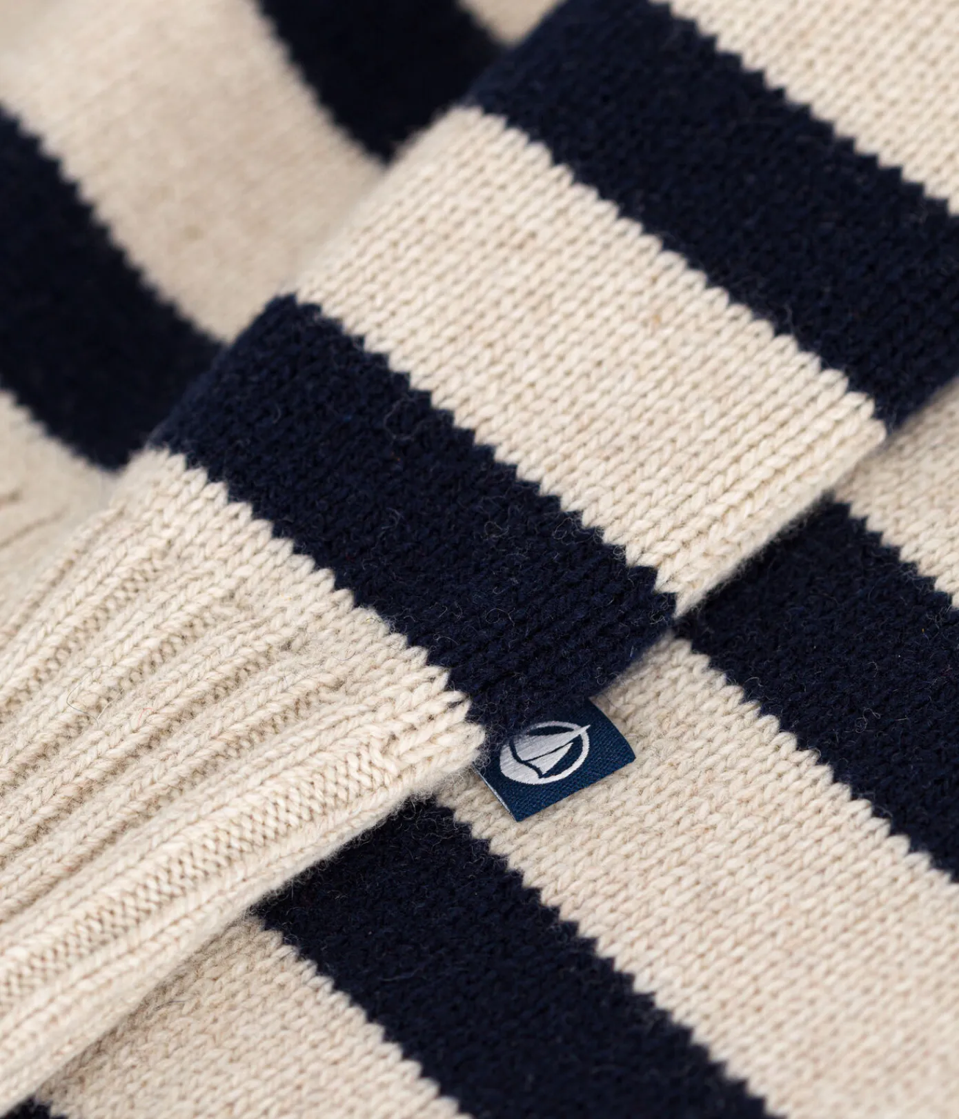 Petit Bateau Streifenshirts, Pullover, Cardigans*Damen-Pullover aus Wolle und Baumwolle weiss AVALANCHE/blau SMOKING